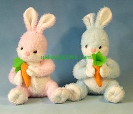 12inch Stuffed Easter Bunnies With Egg Push Toys, Soft Toys For Holiday Celebration