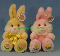 12inch Stuffed Easter Bunnies With Egg Push Toys, Soft Toys For Holiday Celebration