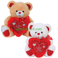 12inch Valentines Day Teddy Bear With Flower And Heart Stuffed Push Toys For Celebration