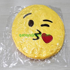 Yellow Emoji Emoticon Round Stuffed Baby Sleeping Pillow For Home Use