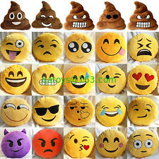 Yellow Emoji Emoticon Round Stuffed Baby Sleeping Pillow For Home Use
