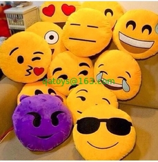 Yellow Emoji Emoticon Round Stuffed Baby Sleeping Pillow For Home Use