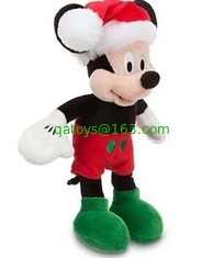 Red Disney Plush Toys Christmas Mickey Mouse Stuffed 45cm Customized