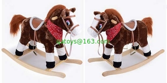 Wooden Frame Cute Brown Rocking Animals Indoor For Chlidren Riding On