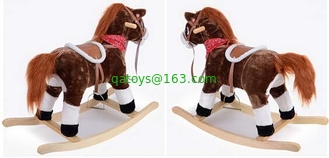 Wooden Frame Cute Brown Rocking Animals Indoor For Chlidren Riding On