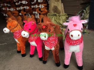 Wooden Frame Cute Brown Rocking Animals Indoor For Chlidren Riding On