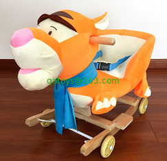 Professional Cute Plush Giraffe Animal Baby Rocking Chair Customized Patterns