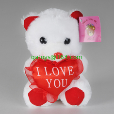 Fashion Valentines Day Stuffed Toys Teddy Bear With Red Heart Push Celebrating