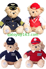 8 Inch Stuffed Animal Toys Pilot Teddy Bear With Uniforms For Promotion Gifts