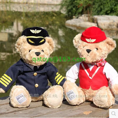 8 Inch Stuffed Animal Toys Pilot Teddy Bear With Uniforms For Promotion Gifts