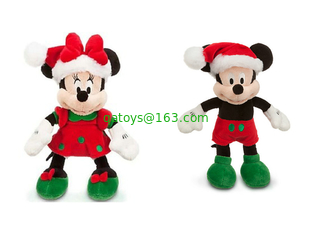 Red Disney Plush Toys Christmas Mickey Mouse Stuffed 45cm Customized