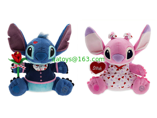 Green and Pink Valentine Day Stitch and Angel Plush toys Super Soft Material