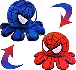 Marvel Spiderman Reversible Octopus Plush Toy Batman Iron Man Double-Sided Flip Stuffed Toys