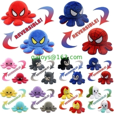 Marvel Spiderman Reversible Octopus Plush Toy Batman Iron Man Double-Sided Flip Stuffed Toys