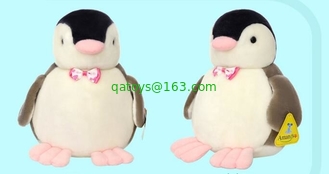 Customized Personalized Plush Toys Cute Penguin With Bow Tie , White and Black Color