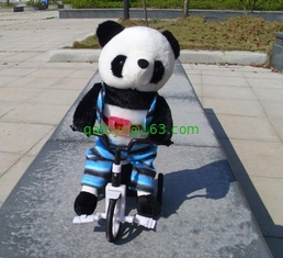 100% PP Cotton Musical Plush Toys , Electronic Bicycle Animal Panda Soft Toy
