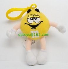 Yellow M&M Character Stuffed Toy Keychain Small Plush Toys Customized