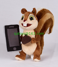 Funny Soft Stuffed Fox Plush Toy With Iphone , Polyester Material