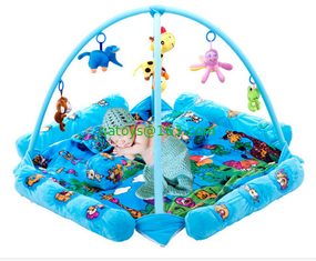 Seabeach Blue Baby Play Gyms And Mats with Plastic and Stuffed Toys