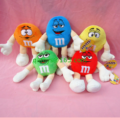 Yellow M&M Character Stuffed Toy Keychain Small Plush Toys Customized