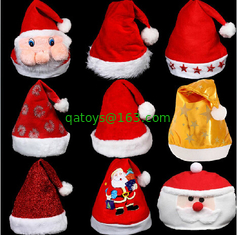 Red Christmas Hat For Gift Plush Hat  For Christmas Party,Printing Santa Claus