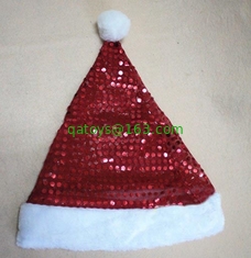 Personalized Plush Toys Dancing Christmas Hat with Gold Podwer , Red / Blue