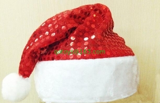 Personalized Plush Toys Dancing Christmas Hat with Gold Podwer , Red / Blue
