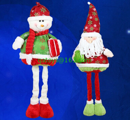 Large Santa Doll and Snowman With Streaching Leg Christmas Holiday For Celebrate Party