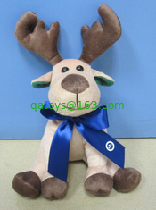 Big Christmas Plush Toys Moose / Reindeer Stuffed Animals With Ribbon