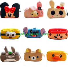 Disney Cartoon Plush Pencil Pouch , Animal Zipper Pencil Pouch