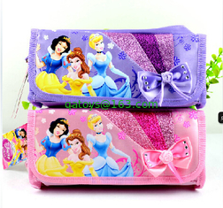 Purple / Pink Disney Princess Plush Pencil Bag with Zipper For Promotion Gifts