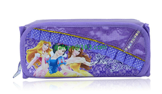 Purple / Pink Disney Princess Plush Pencil Bag with Zipper For Promotion Gifts
