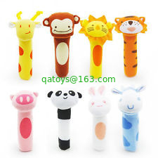 Plush Dog Frog Monkey Baby Rattles Toys for Kids / Infant Developmental Training Toy