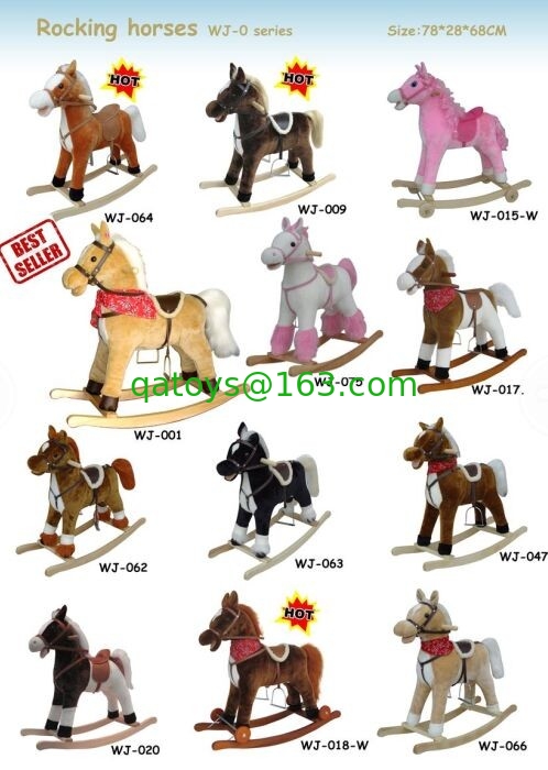 Plush Rocking Horse With Sound  Moving Mouth and Tail For Children Ride on Playing