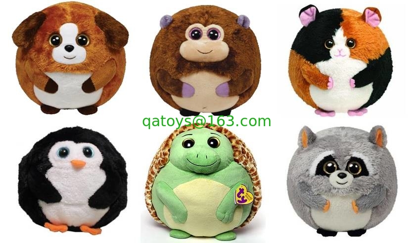 25cm Round Shape Animal Promotional Gifts Toys Green / Brown / Grey Color