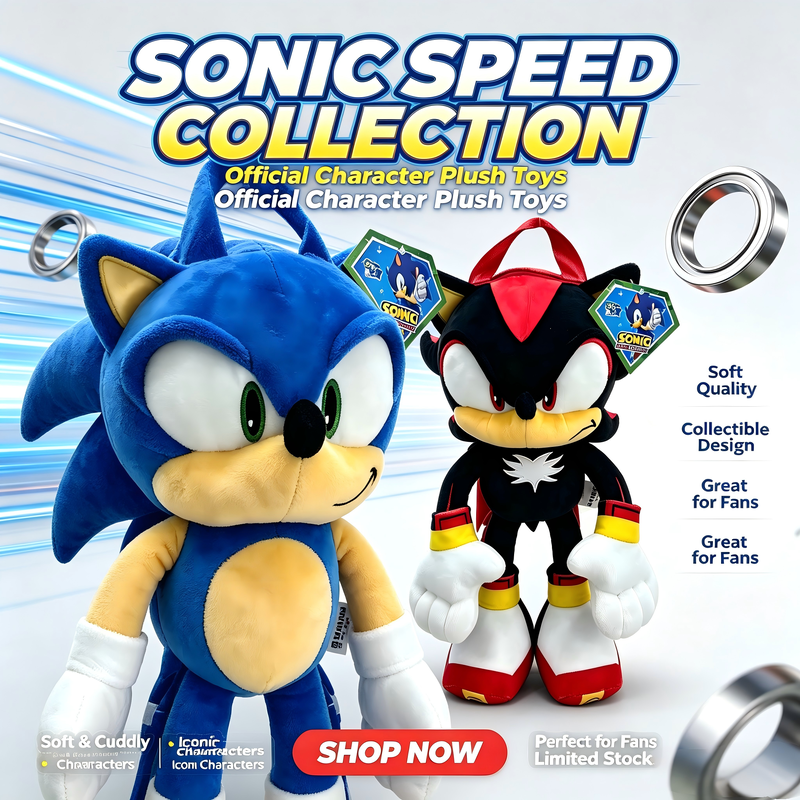 Cute Sonic the Hedgehog Plush Doll Backpack