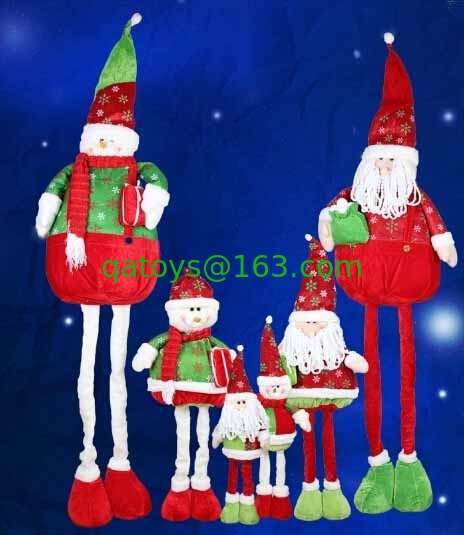 Large Santa Doll and Snowman With Streaching Leg Christmas Holiday For Celebrate Party