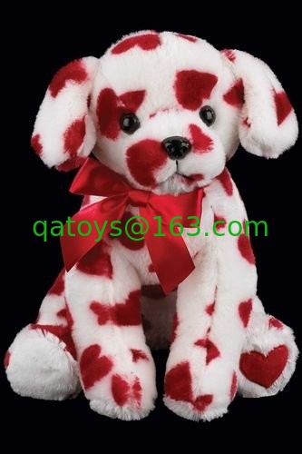 25cm Valentines Day Soft Dog With Red Heart  Stuffed Push Toys For Gifts
