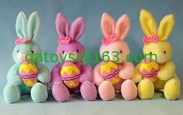 12inch Stuffed Easter Bunnies With Egg Push Toys, Soft Toys For Holiday Celebration