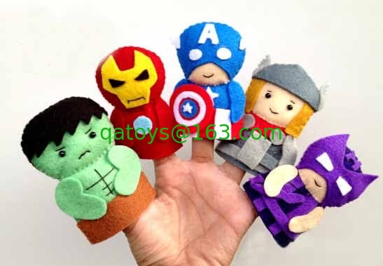 Fashion Cartoon Plush Toys The Avengers Felt Finger Puppets , For Promotion Gifts and Premium