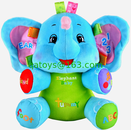 Talking Blue Elephant Cute Baby Plush Toys With Music Animals For Baby Learning